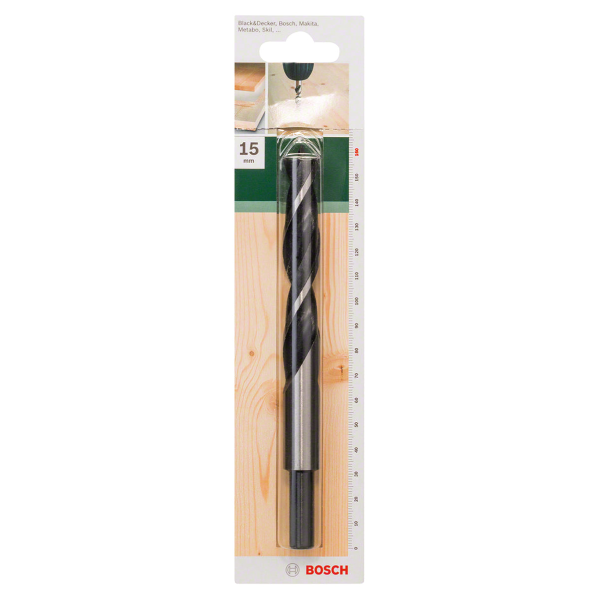 Bosch Brad Point Drill Bit 14x160mm (for precise and splinter-free drilling in softwood and hardwood, features a centring tip for accurate starts), compatible with rotary drills.