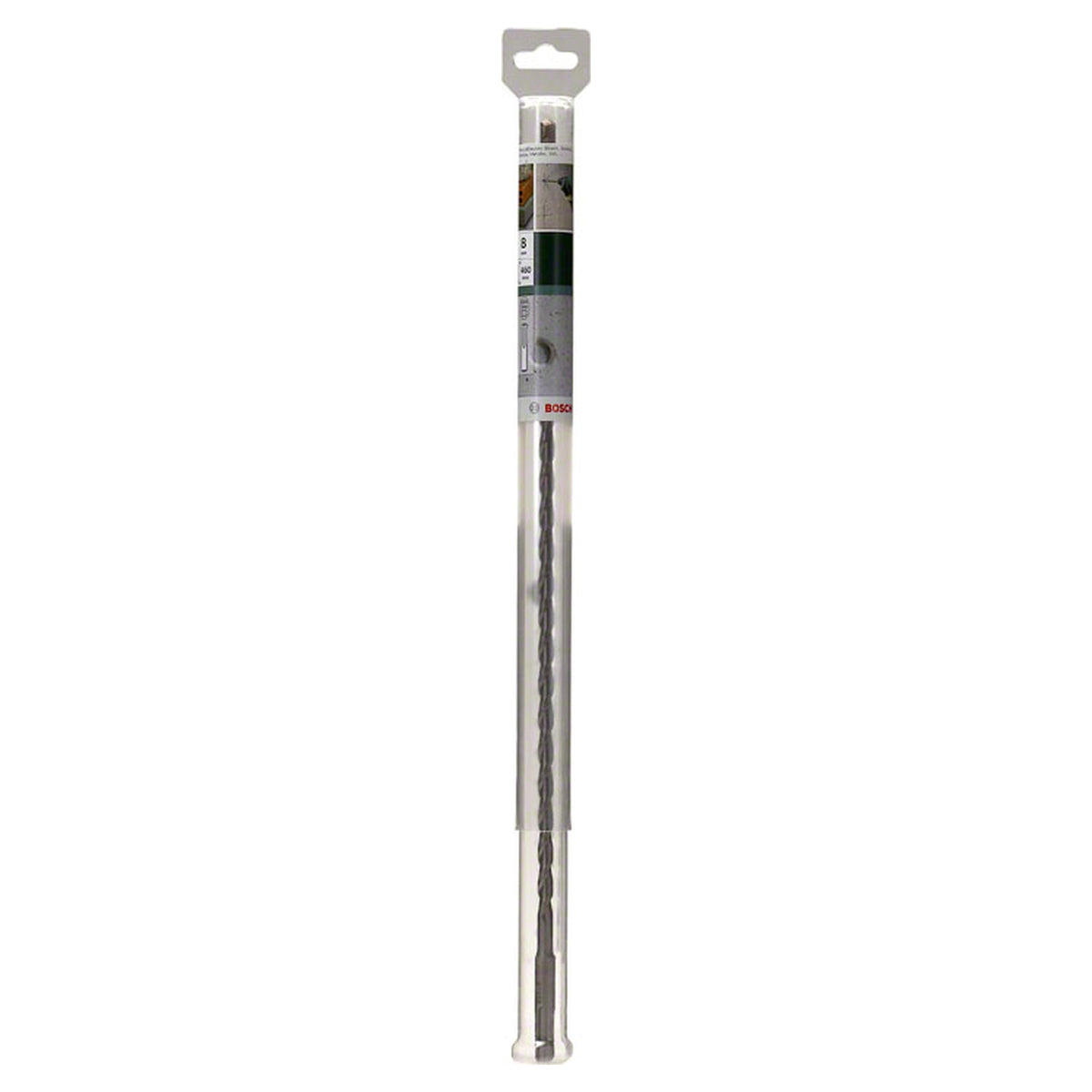 Bosch SDS Plus-1 Drill Bit 12x460mm (for concrete and masonry, robust carbide tip for extended life, optimized flute design for efficient dust removal and faster drilling), compatible with SDS Plus hammer drills.