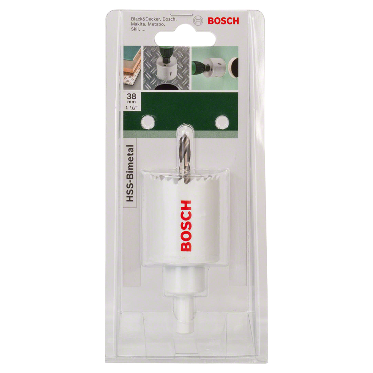 Bosch Hole Saw Bi-Metal HSS 38mm (bi-metal hole saw for general purpose drilling in wood, metal, and plastic).