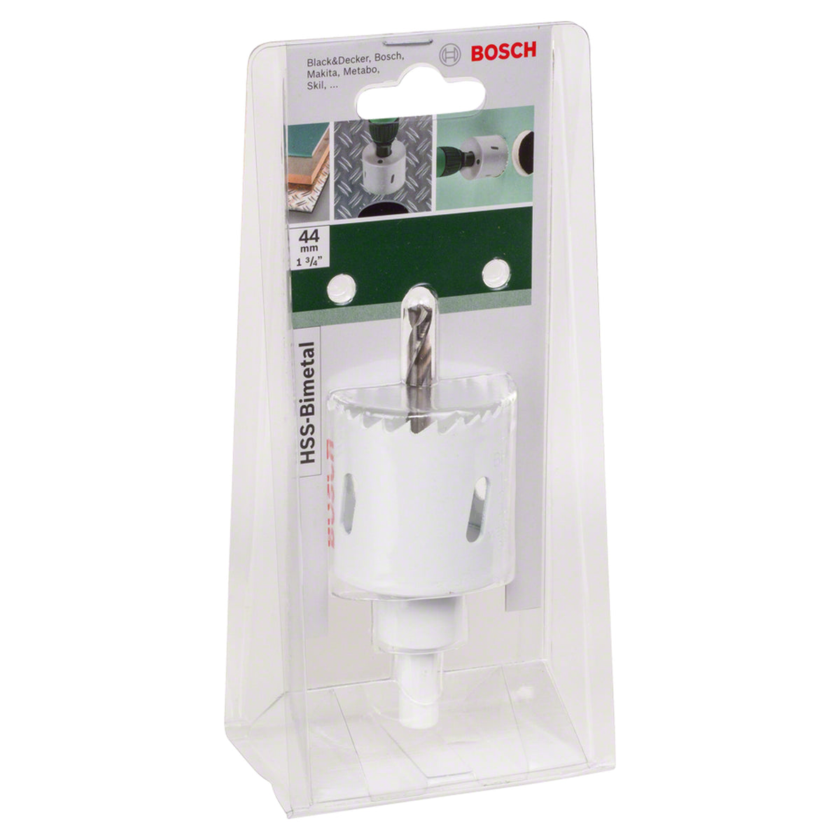 Bosch Hole Saw Bi-Metal HSS 44mm (bi-metal hole saw for general purpose drilling in wood, metal, and plastic).