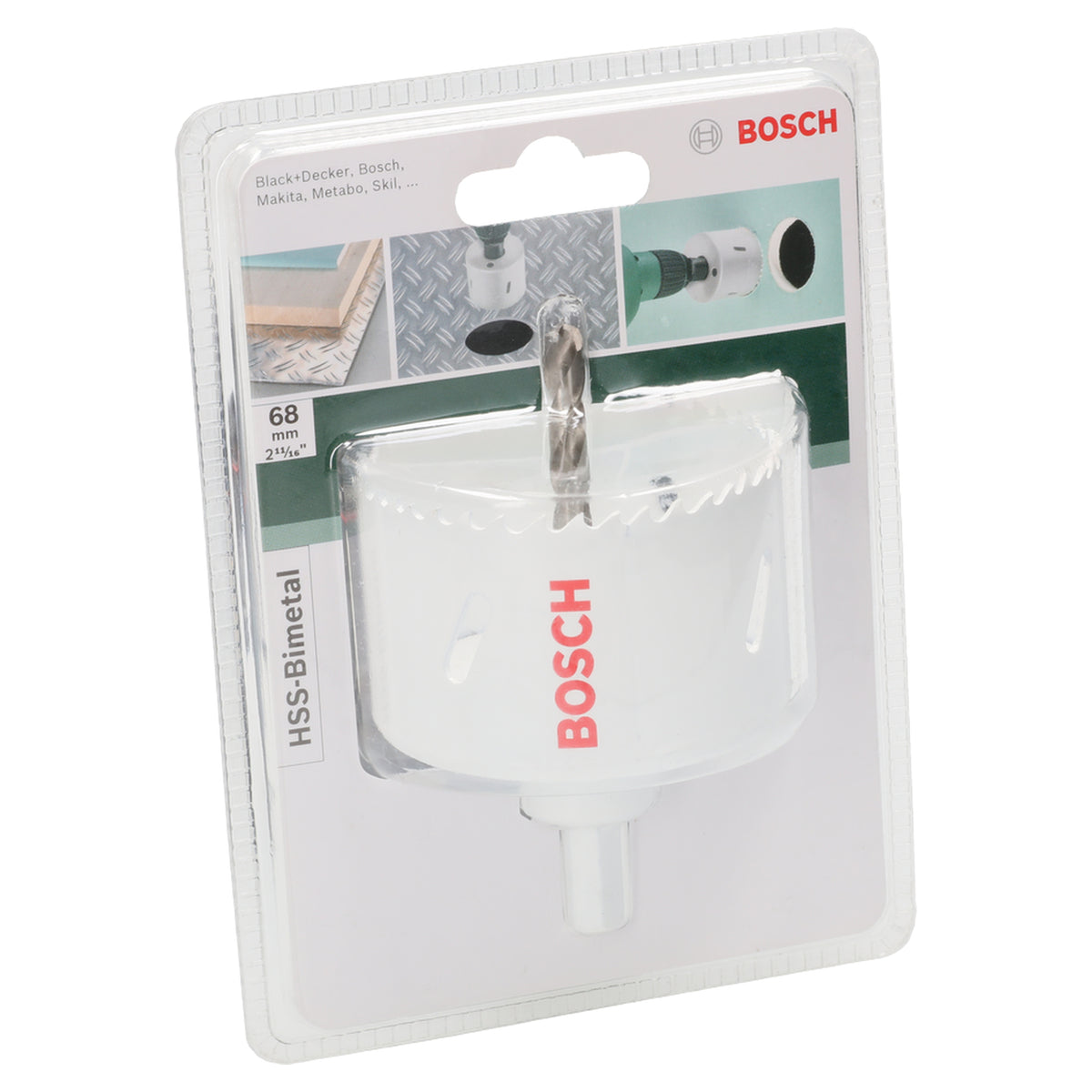 Bosch Hole Saw Bi-Metal HSS 68mm (bi-metal hole saw for general purpose drilling in wood, metal, and plastic).