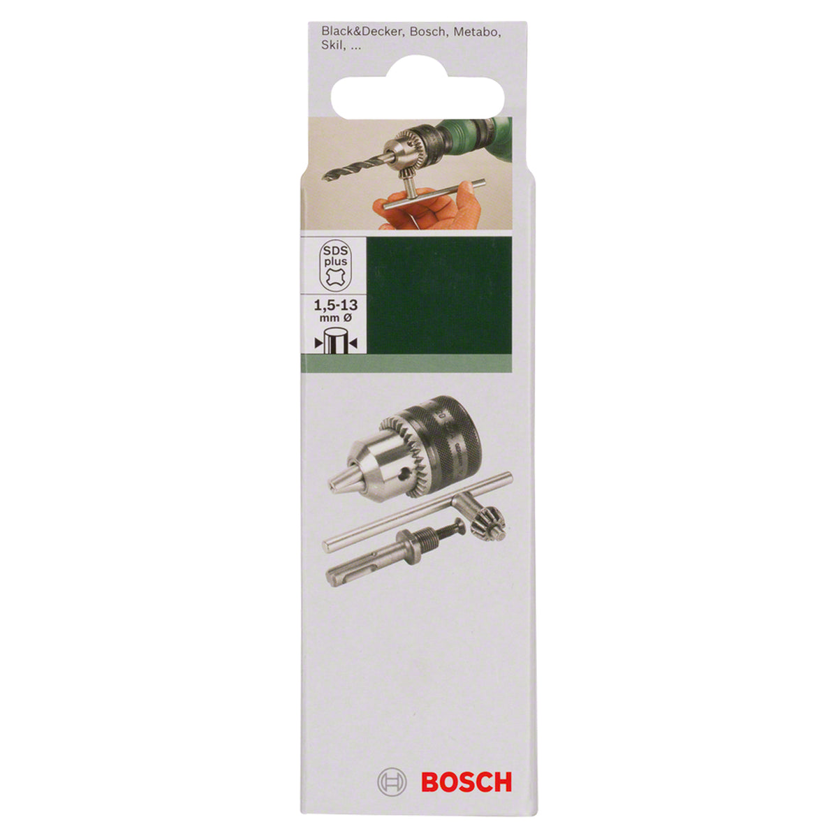 Bosch 1.5-13mm 1/2-inch x 20-Thread Keyed Chuck (a durable keyed chuck with a 13mm capacity and 1/2" x 20 thread), for use with various drills.