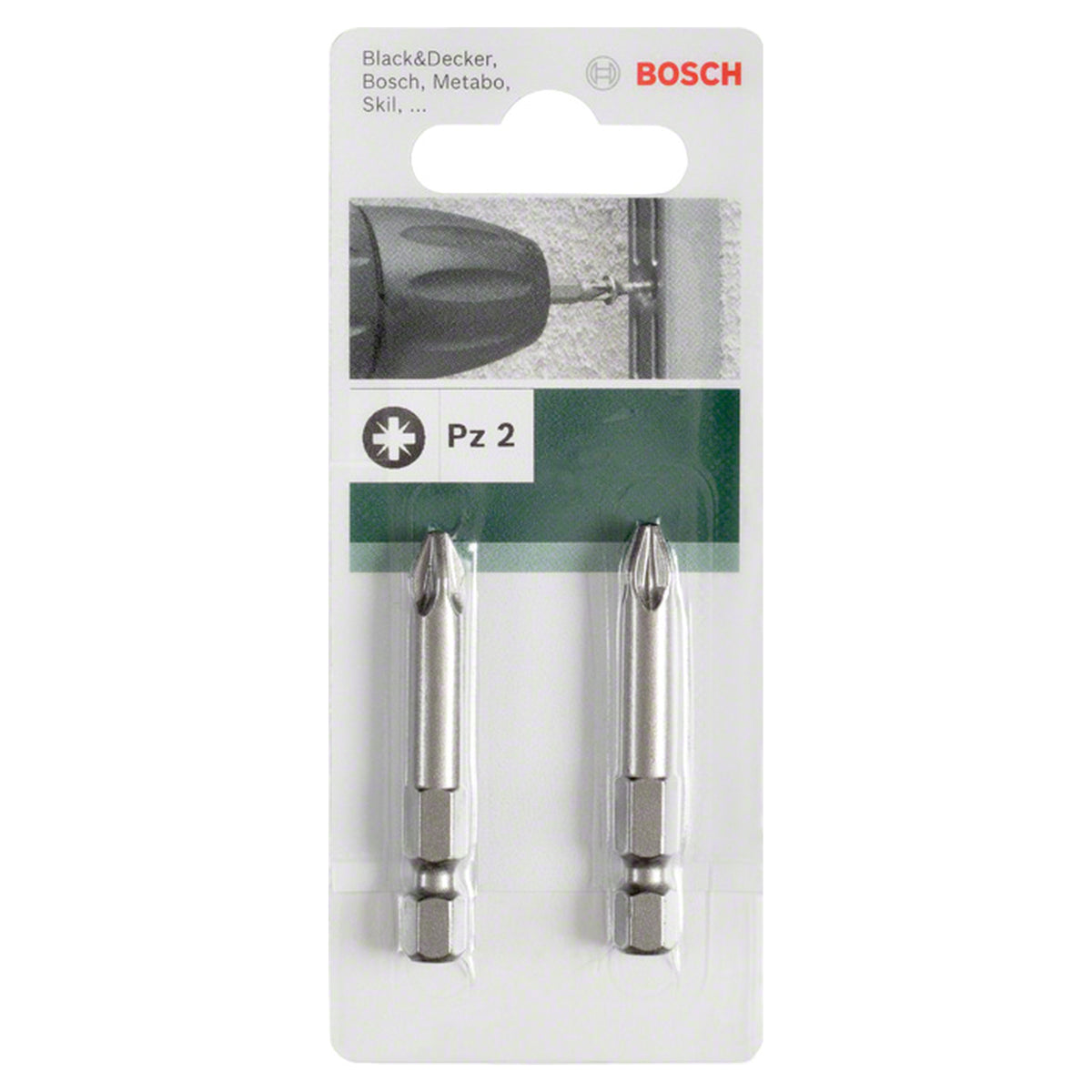 Bosch Screwdriver Bit PZ2 (49mm, 2-piece pack, For Pozidrive screws)