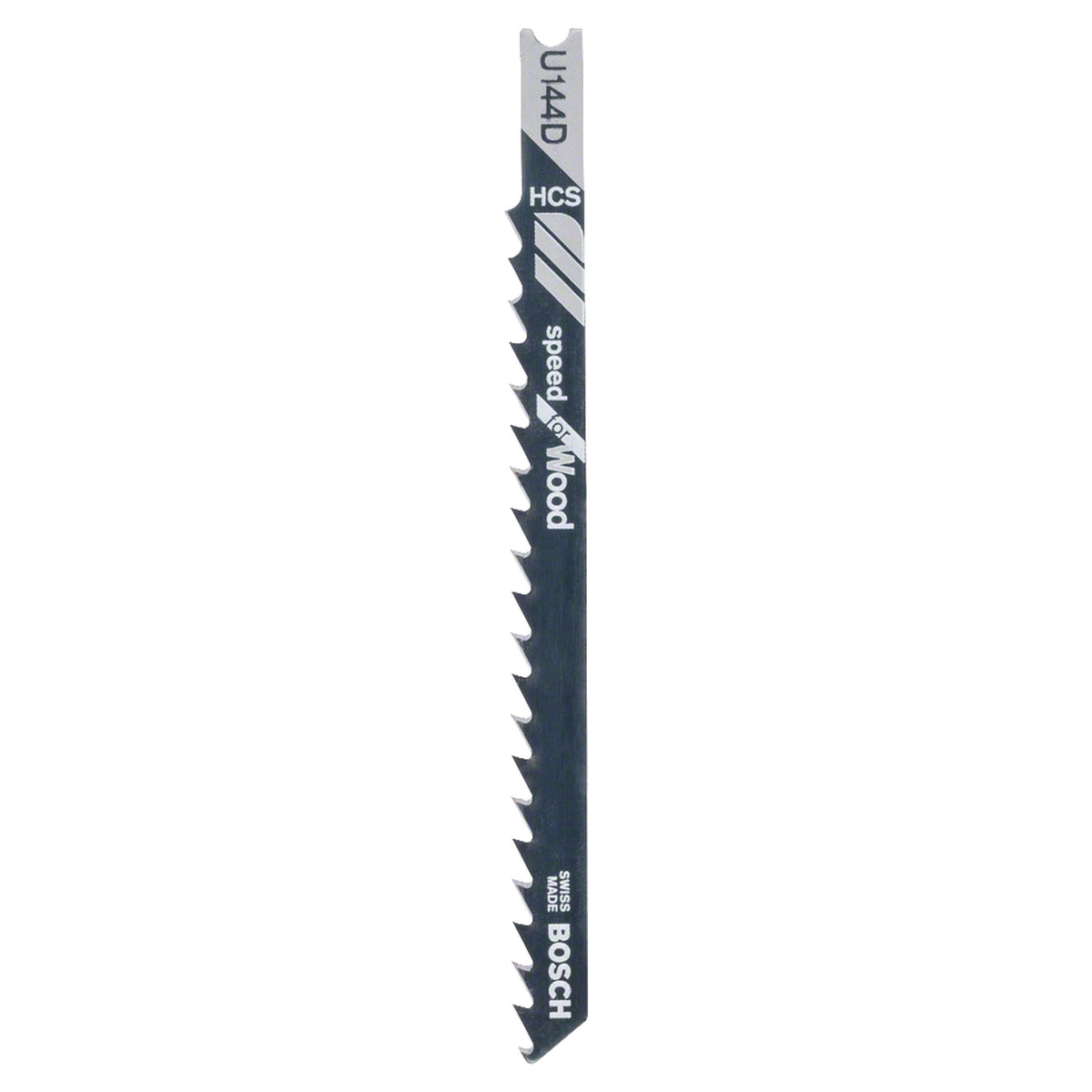 Bosch Jigsaw Blade Set U144D Speed for Wood 2pcs (for fast, rough cuts in softwood, hardwood, and chipboard, optimized for rapid material removal), compatible with jigsaws.