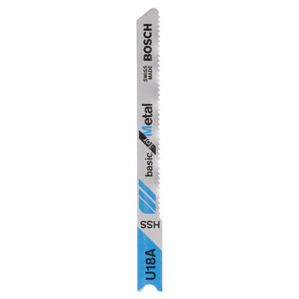 Bosch Jigsaw Blade Set U18A Basic for Metal 2pcs (basic set for straight cuts in thin metal sheets, U-shank for secure fit), compatible with jigsaws.