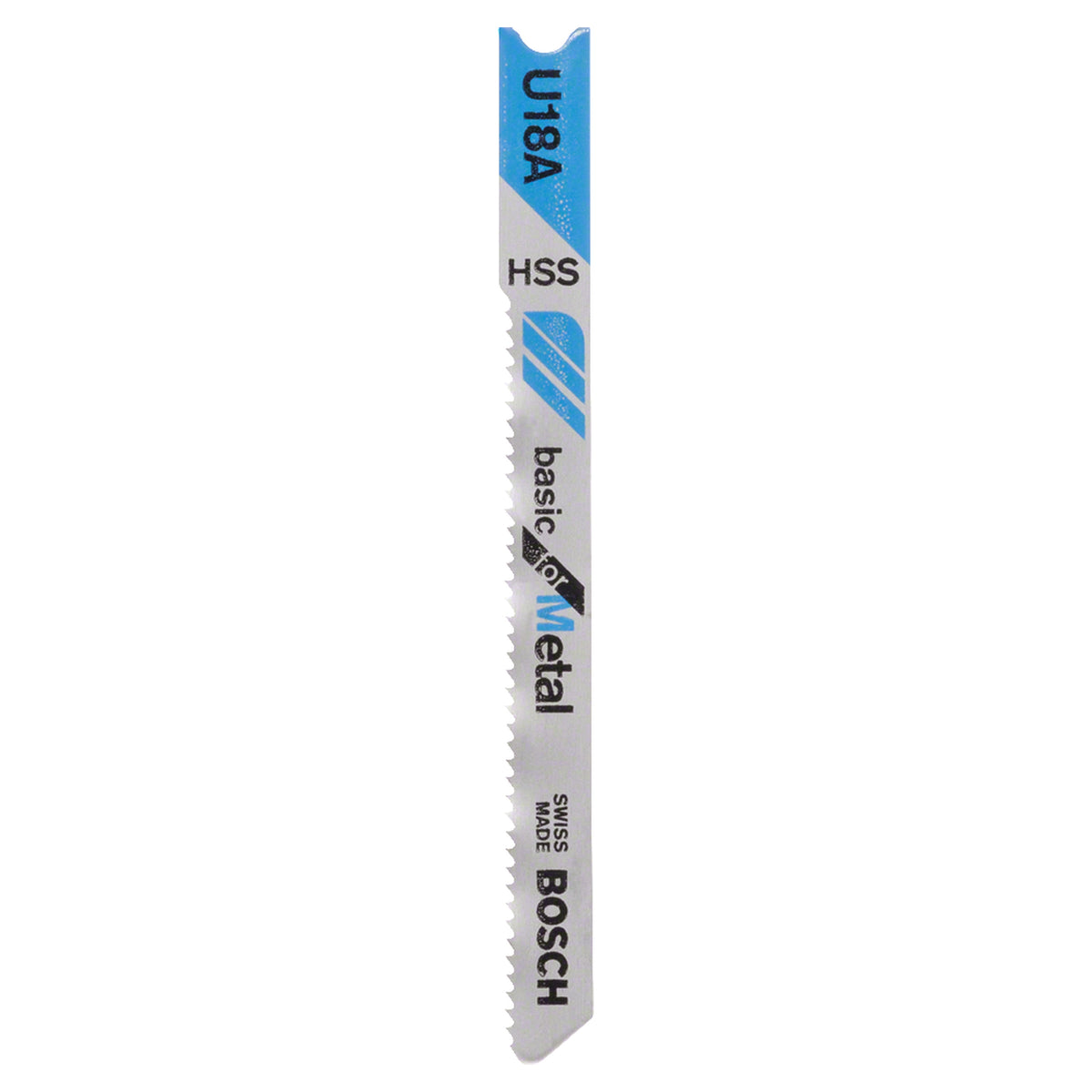 Bosch Jigsaw Blade Set U18A Basic for Metal 2pcs (basic set for straight cuts in thin metal sheets, U-shank for secure fit), compatible with jigsaws.