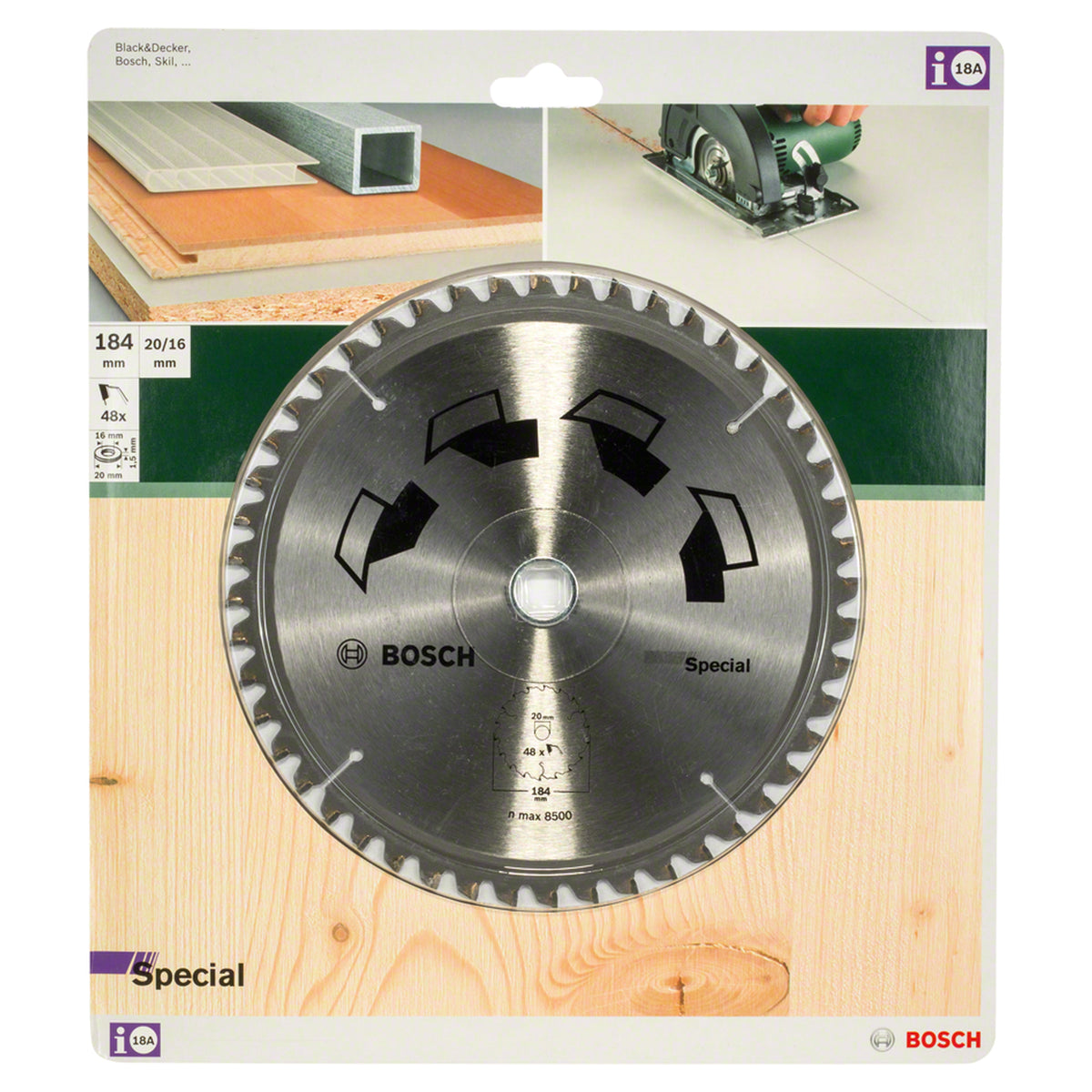 Bosch Professional CSB GS Multi-Material H Saw Blade 184x20-48 (184mm, 48 Teeth, HLTCG, for wood/alu/plastic, incl. 1x Saw blade)