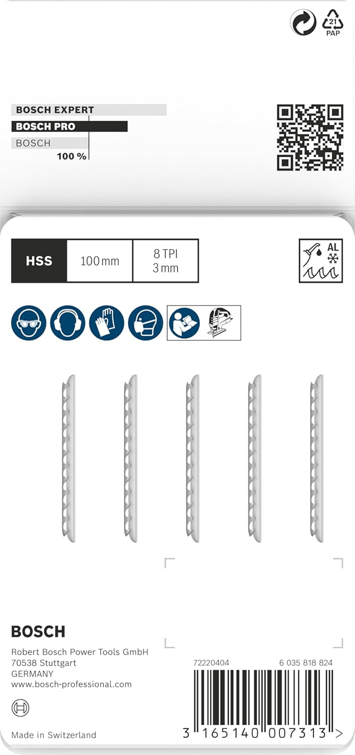 BOSCH JE2 608 631 017 Jigsaw Blade Set T 127D Special for Aluminium 100mm 5pcs