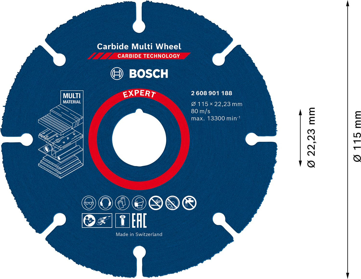 Bosch 2 608 901 188 – EXPERT Carbide Multi Wheel Cutting Disc, 115 × 22.23 mm