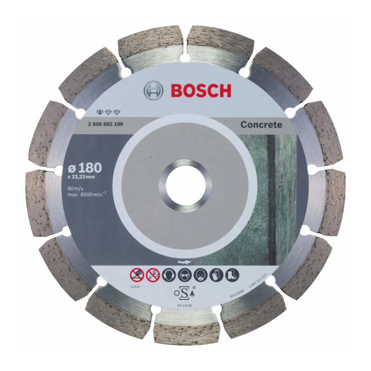 BOSCH JE2 608 602 199 Diamond Cutting Disc Standard for Concrete 180x22.23x2x10mm