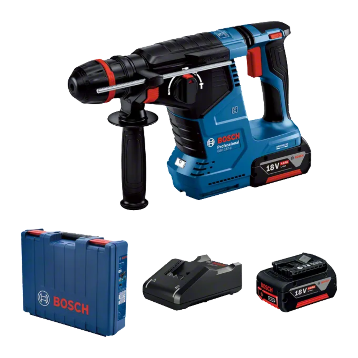 PRO GBH 187-LI Cordless Rotary Hammer with ONECHUCK 2*4.0Ah,1840, carrying case