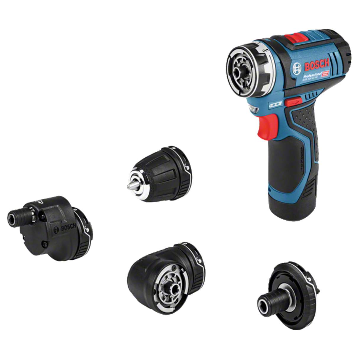 Bosch Professional GSR 12V-15 FC cordless drill 12V (Charger, 2x 2.0Ah, ALL attachments, case)