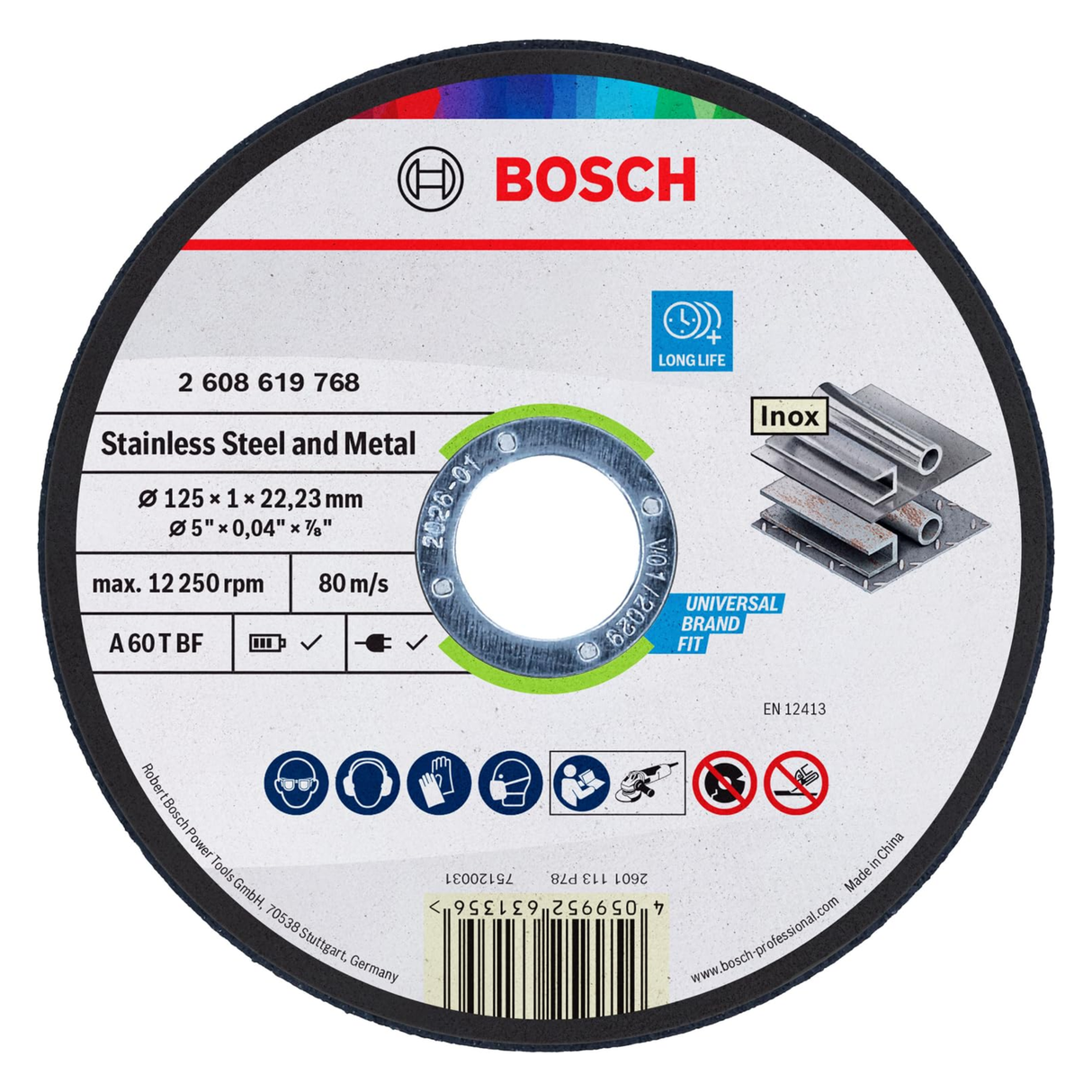 BOSCH JE2 608 603 160 Cutting Disc Standard for Metal 125x2.5x22.23mm