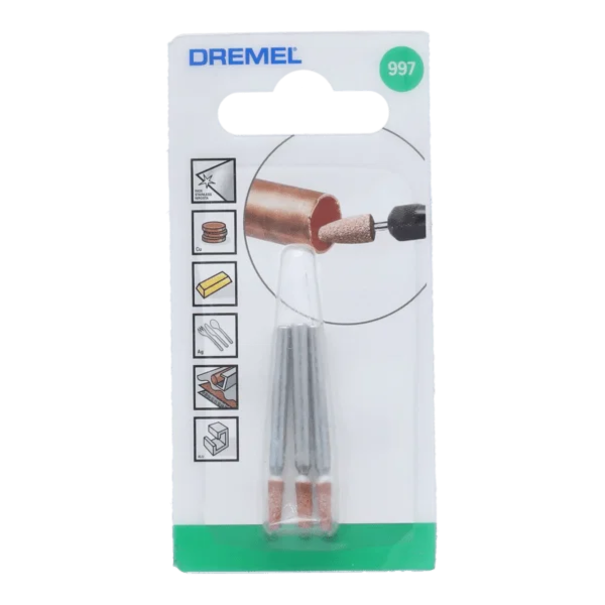 DREMEL 3-Piece High Speed Rotating Aluminium Oxide Grinding Stone Brown and Silver