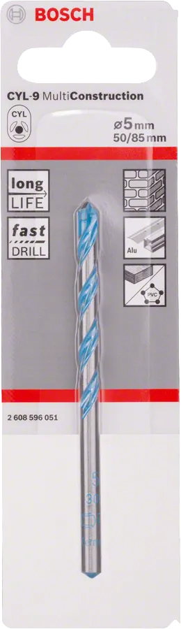 BOSCH JE2 608 900 606 CYL-9 MultiConstruction Drill Bit, 5x50x85
