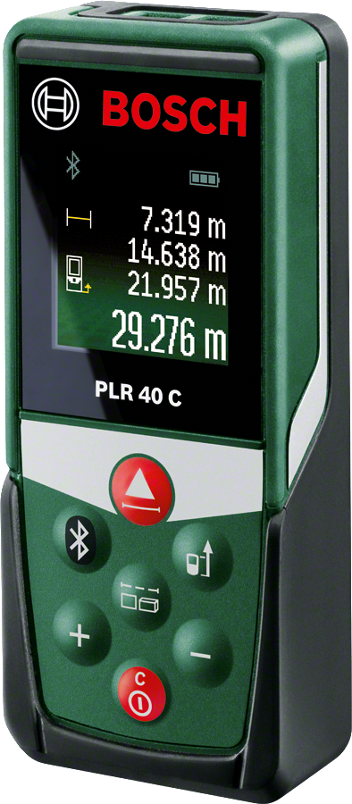 بوش جهاز قياس ليزر PLR 40 C (مدى 40 مترًا، اتصال بلوتوث، شاشة ملونة، تحكم حدسي)