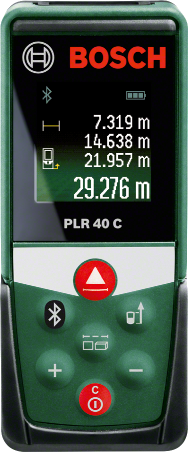 بوش جهاز قياس ليزر PLR 40 C (مدى 40 مترًا، اتصال بلوتوث، شاشة ملونة، تحكم حدسي)