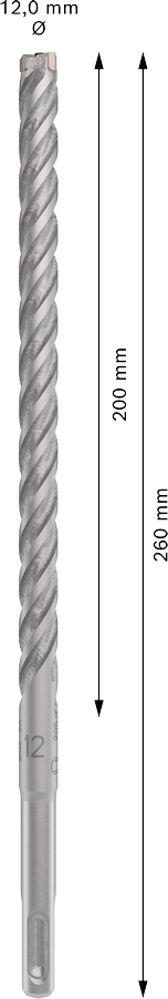 Bosch SDS-Plus-5X Hammer Drill Bit (12x200/260mm, For reinforced concrete and masonry)