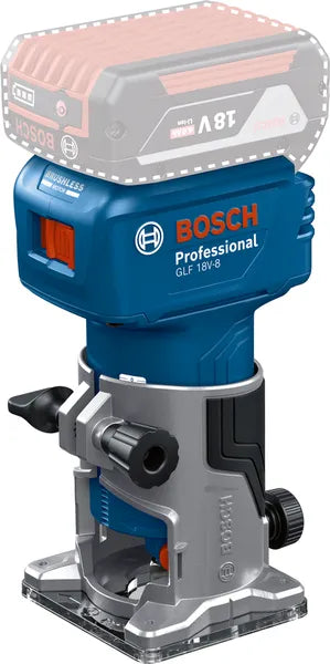 Bosch Professional 18V System Cordless Router GLF 18V-8 (incl. Parallel Guide, Surface Routing vac Adaptor, Edge Routing vac Adaptor, 8 mm Collet, Wrench, Without Battery/Charger)