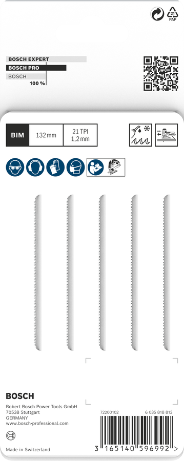 Bosch Jigsaw Blades T 321AF BIM Speed for Metal (5-piece set, For fast cutting in metal, BiM)