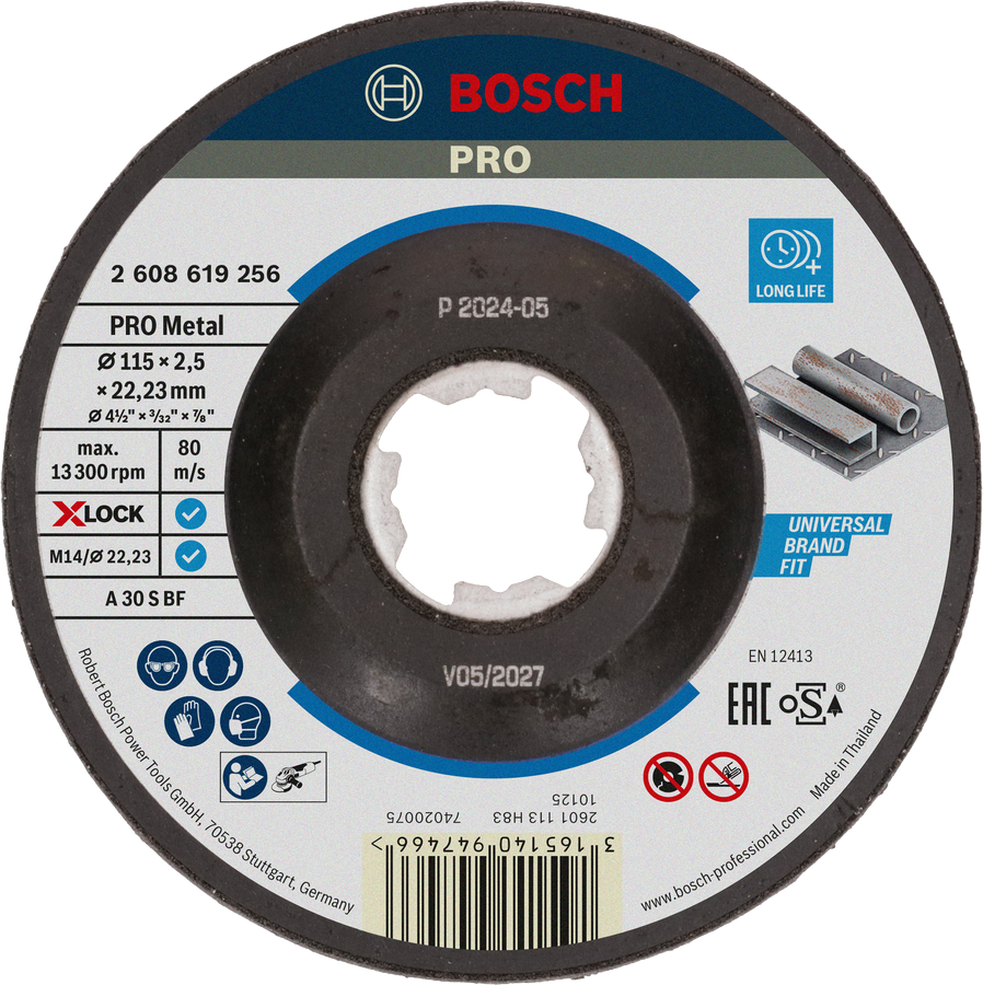 قرص قطع X-LOCK احترافي للمعادن منخفض المركز بوش 115x2.5x22.23 مم (لقطع سريع ونظيف في المعادن مع سهولة نظام التغيير السريع X-LOCK)