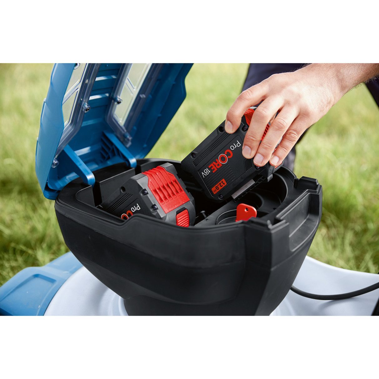 Bosch Professional Cordless Lawn Mower GRA 18V2-46 (36V, 46cm cutting, 60L bag, 6-level adj., brushless, 2x18V batt. req)