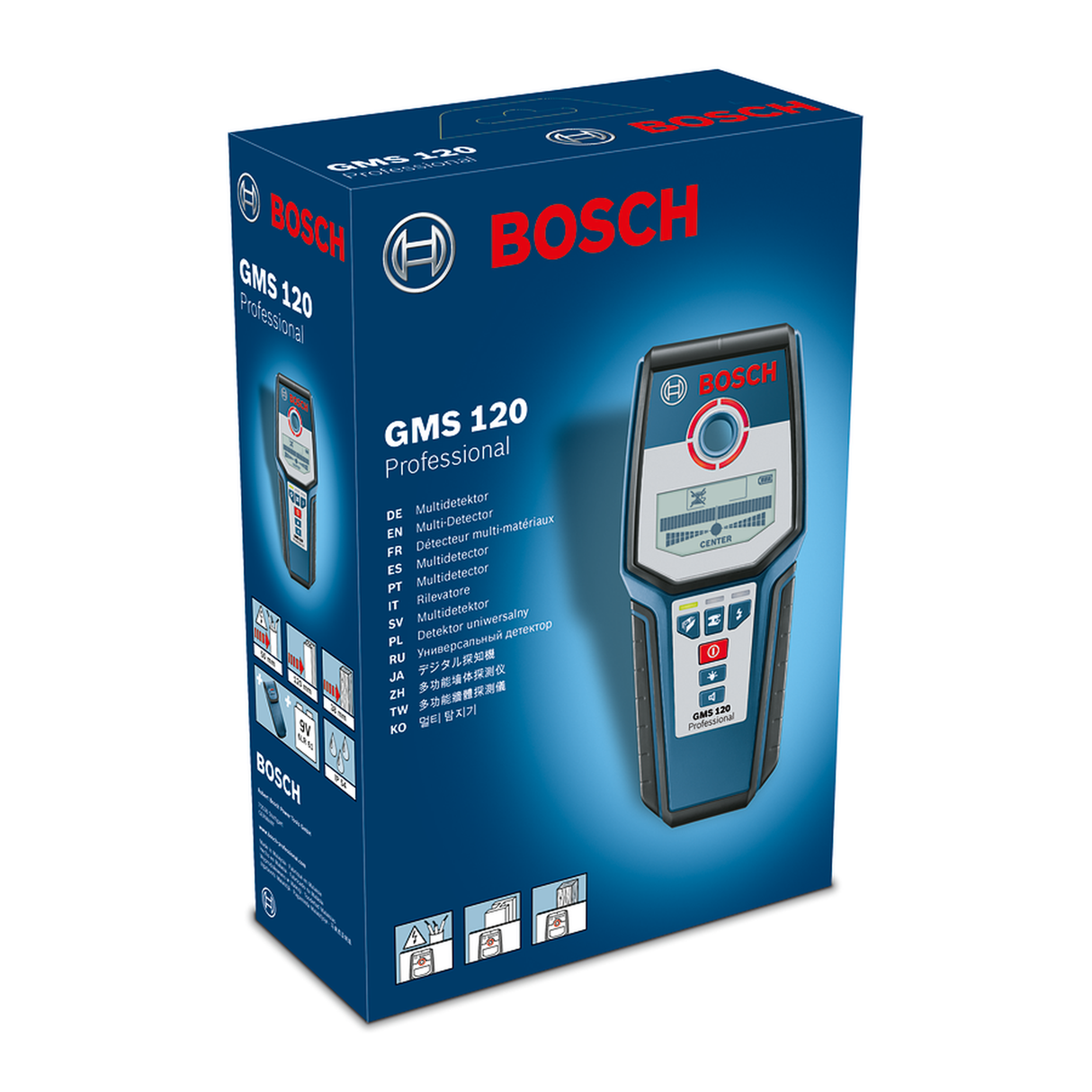 Bosch Professional Wall Scanner GMS 120 (Detection of wood, metal, live cables, Auto-calibration)