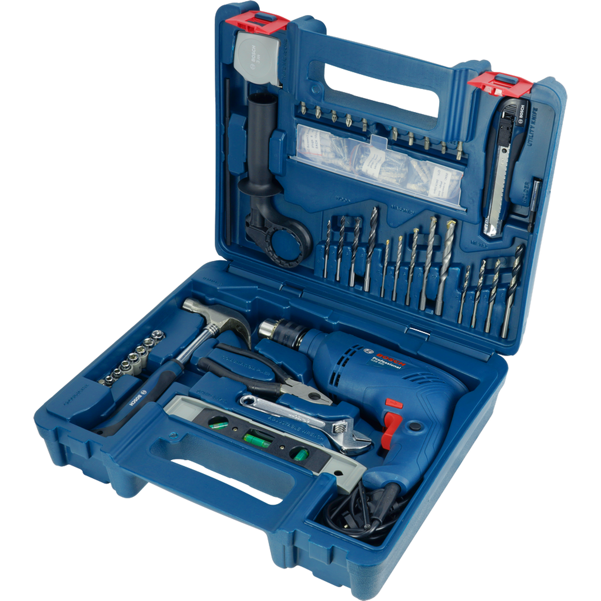 Bosch Professional Impact Drill GSB 600 (600W motor, Includes 100 accessories and carrying case, For versatile tasks)