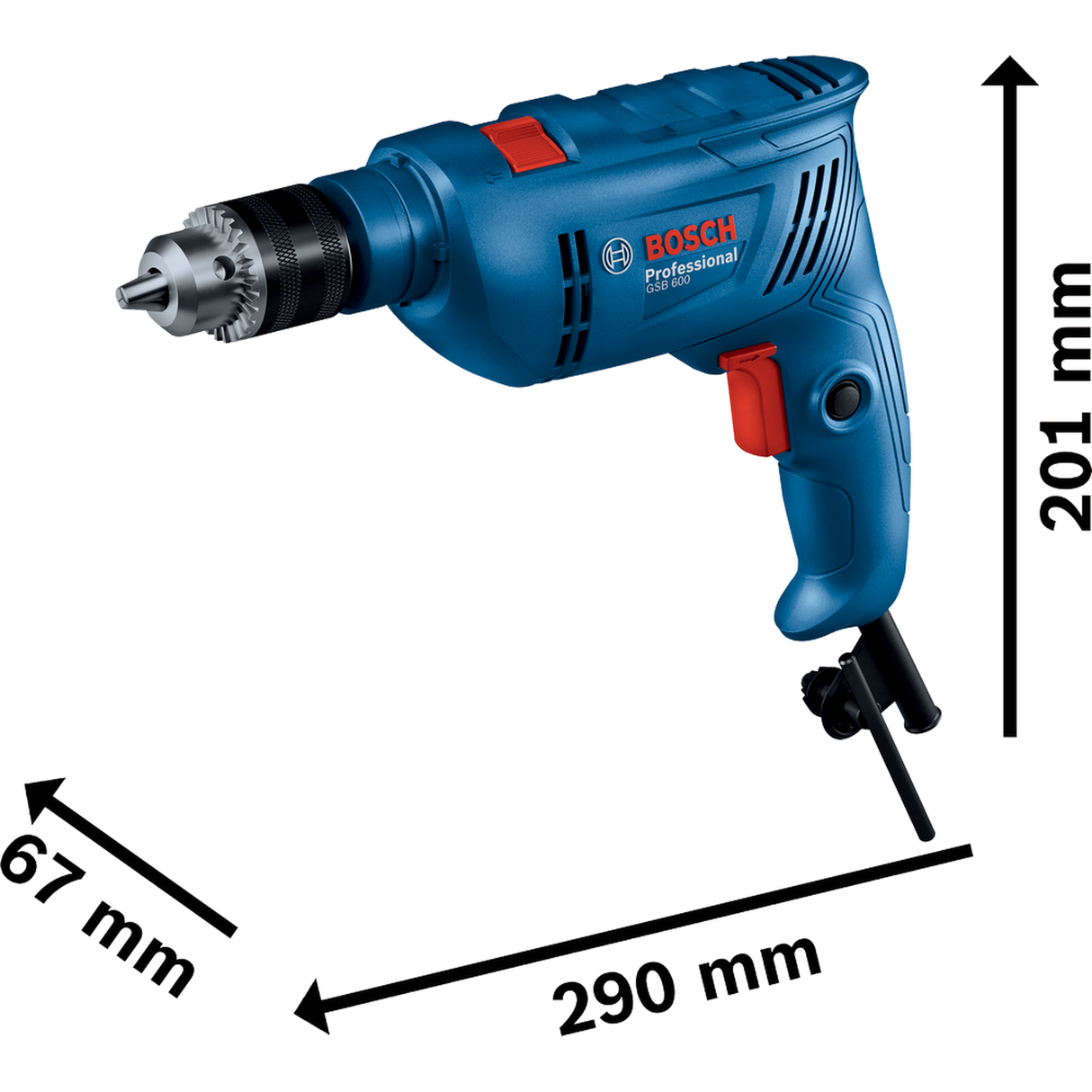 Bosch Professional Impact Drill GSB 600 (600W motor, Includes 100 accessories and carrying case, For versatile tasks)