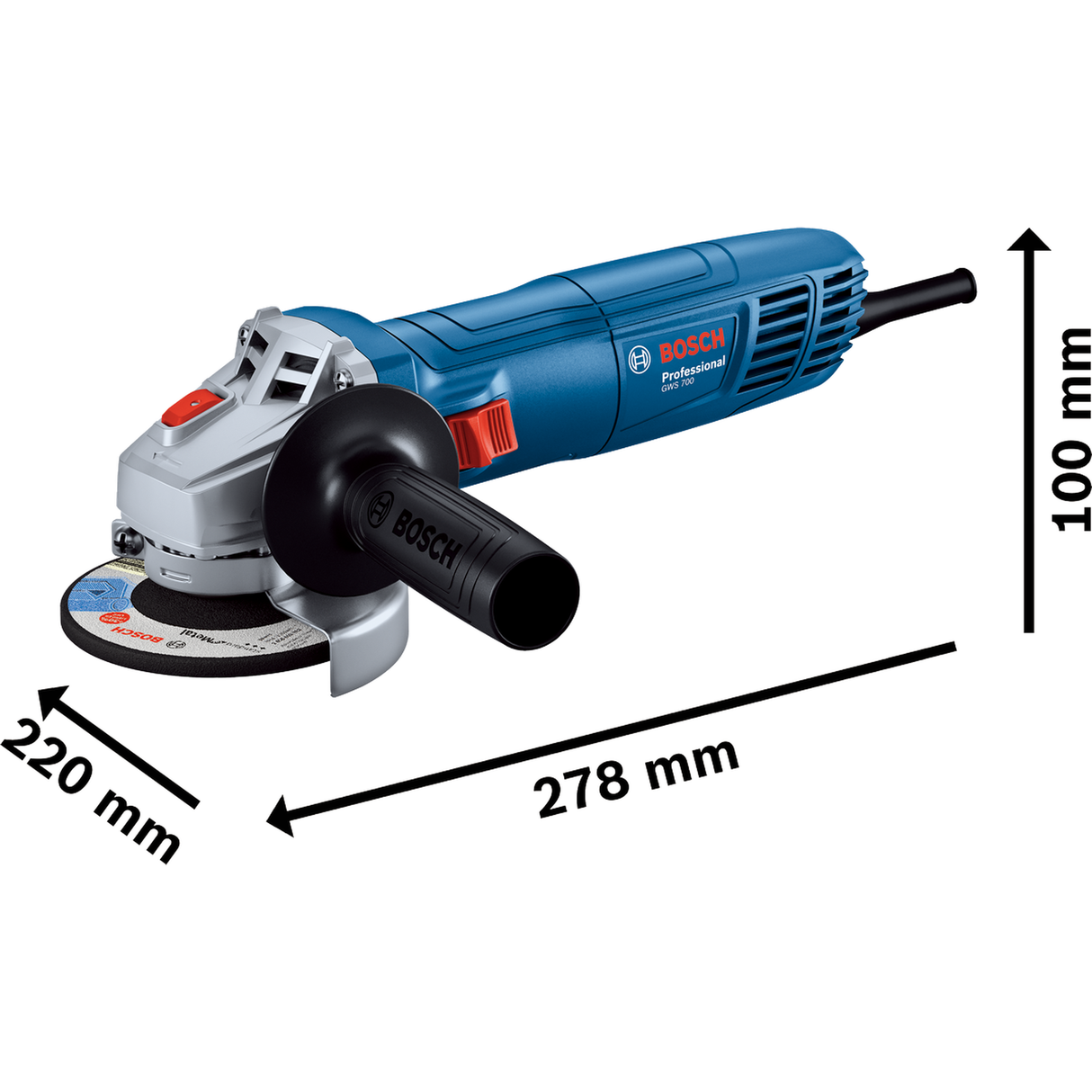 Bosch Professional Angle Grinder GWS 700 (700W motor, Compact design, For versatile grinding tasks)