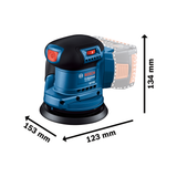 Bosch Professional Cordless Random Orbit Sander GEX 185-LI (18V System, Solo/Body only, Carton, For versatile sanding)