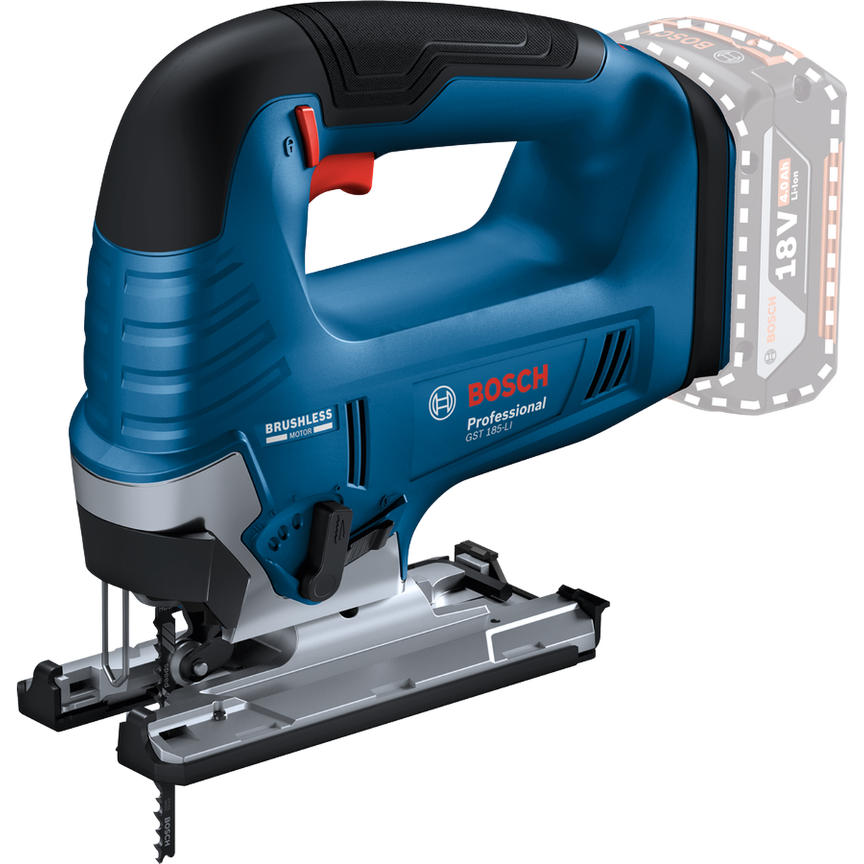 Bosch Professional Cordless Jigsaw GST 185-LI (18V System, Powerful motor, without battery/ charger, Carton)