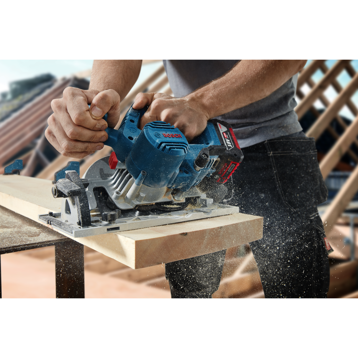 Bosch Professional Cordless Circular Saw GKS 185-LI (18V System, Powerful motor, without battery/ charger, Carton)