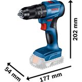 Bosch Professional 18V System Cordless Combi Drill GSB 185-LI (Brushless motor, 50Nm torque,without battery/ charger, incl. Carry case)