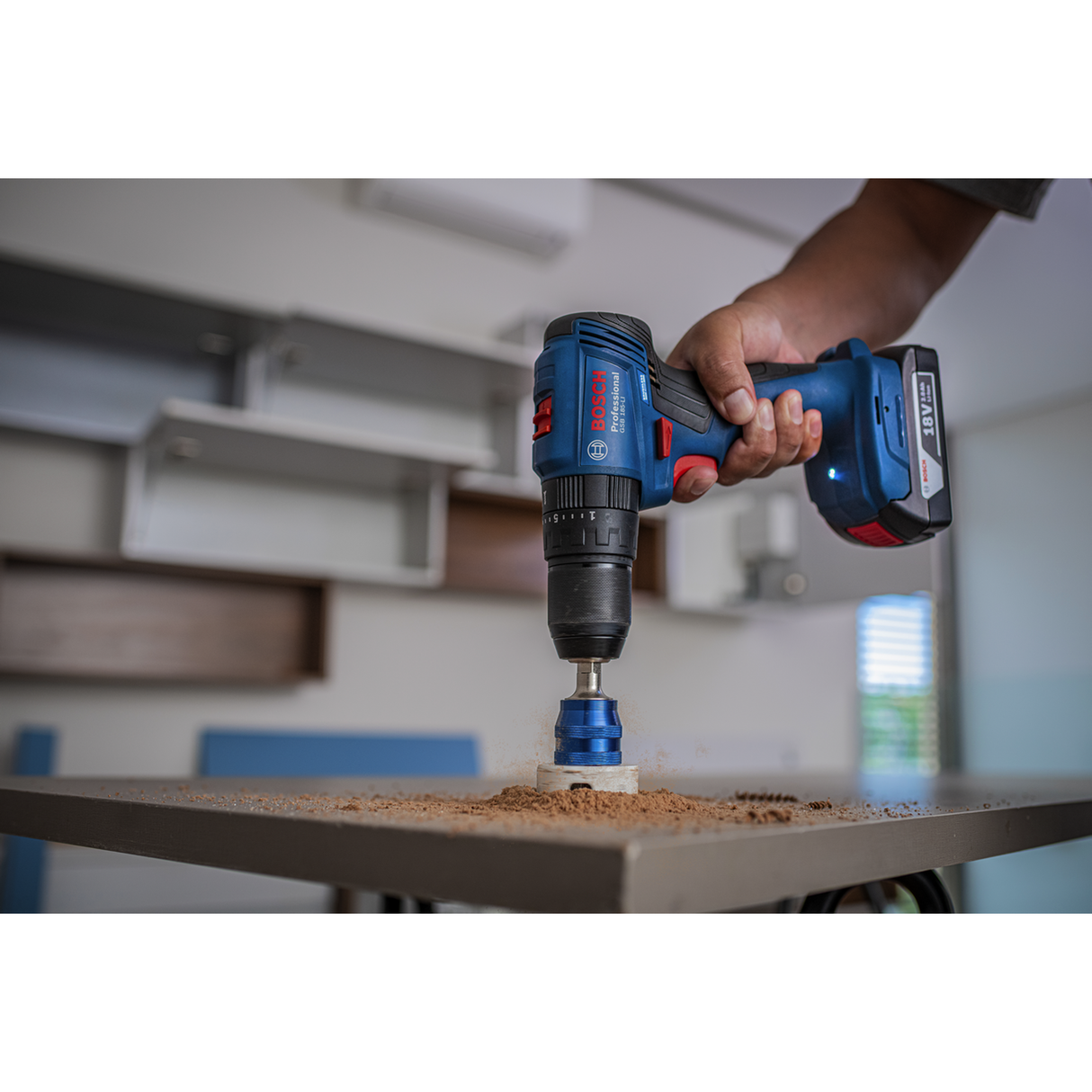 Bosch Professional 18V System Cordless Combi Drill GSB 185-LI (Brushless motor, 50Nm torque,without battery/ charger, incl. Carry case)