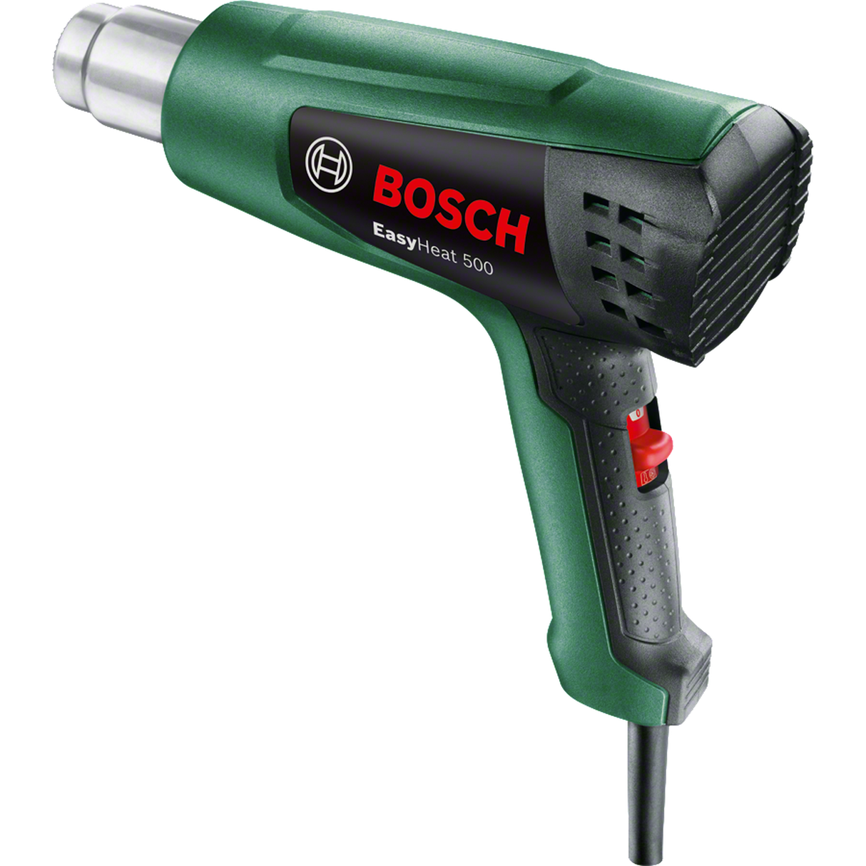 Bosch Heat Gun EasyHeat 500 (1600W, 300/500 °C temperature settings, compact and lightweight design for easy handling, thermal protection), incl. nozzle.
