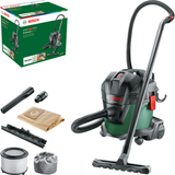 Bosch UniversalVac 15 (1000W, 15L container capacity, wet and dry functionality, blowing function, antistatic hose), incl. universal adapter, crevice nozzle, floor nozzle, 2x extraction pipes, 1x paper filter bag, 1x foam filter.