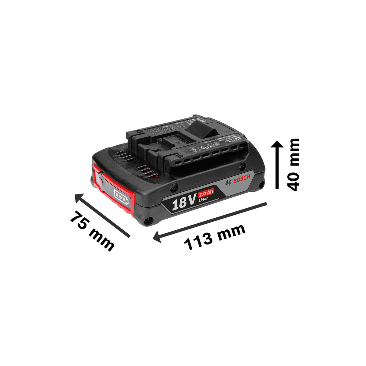 Bosch Professional 18V System Battery GBA 18V 2.0Ah (Compact, Lightweight, M-B - Medium Battery)