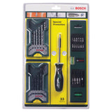 Bosch Mini-X-Line Spirit Level with Hand Screwdriver Set (compact spirit level for accurate leveling, includes a hand screwdriver with various bits for versatile use), ideal for small tasks and DIY projects.