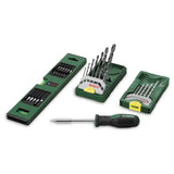 Bosch Mini-X-Line Spirit Level with Hand Screwdriver Set (compact spirit level for accurate leveling, includes a hand screwdriver with various bits for versatile use), ideal for small tasks and DIY projects.