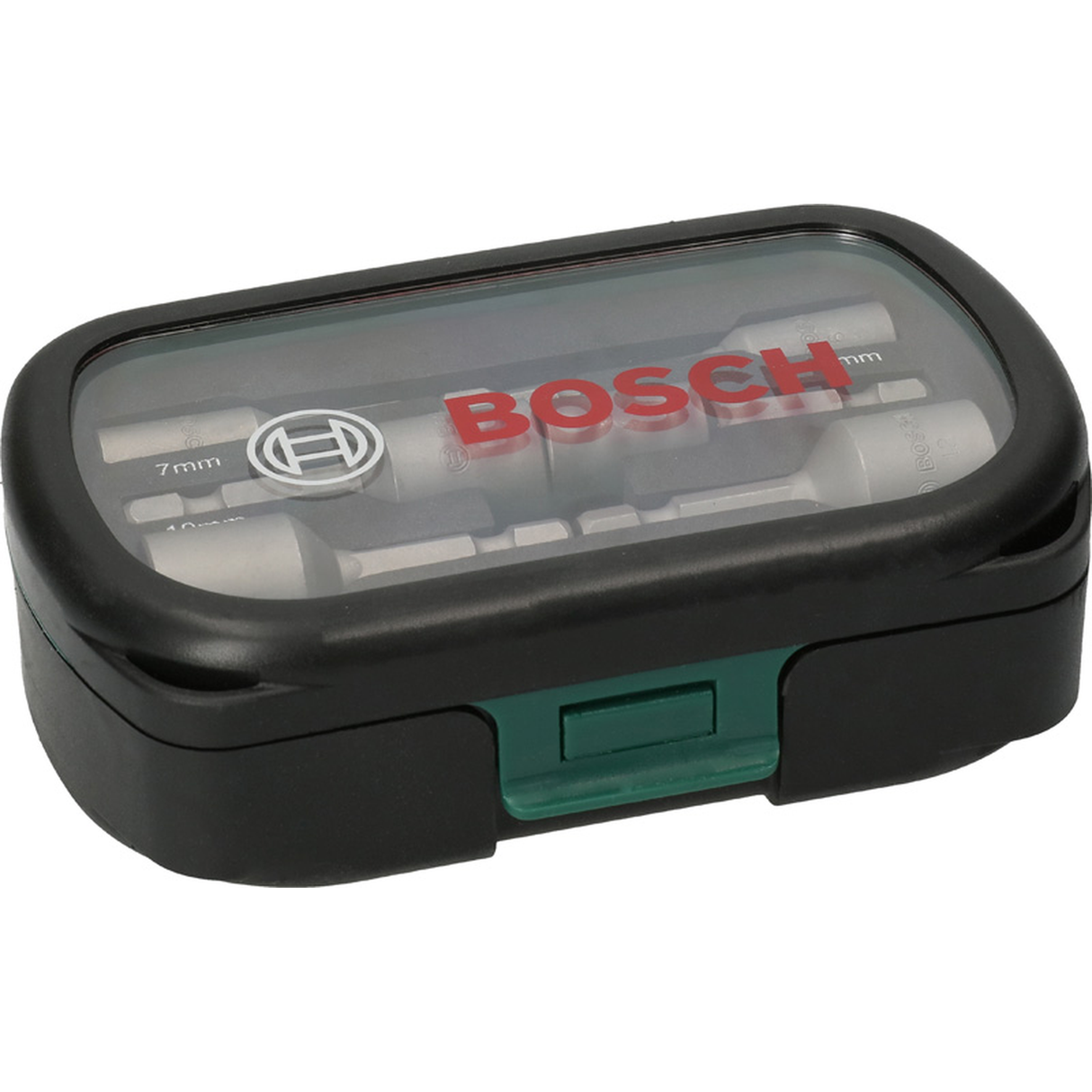 Bosch Nutsetter Set 6/7/8/10/12/13mm 6pcs (a set of nutsetters for driving hex-head screws and nuts, includes common metric sizes), compatible with 1/4" hex shank drivers.