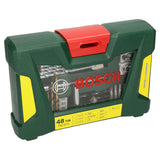 Bosch V-Line Box 48pcs (versatile set of screwdriver bits, drill bits for wood, metal, and masonry, and nutsetters, organized in a robust V-Line case for easy access and storage).