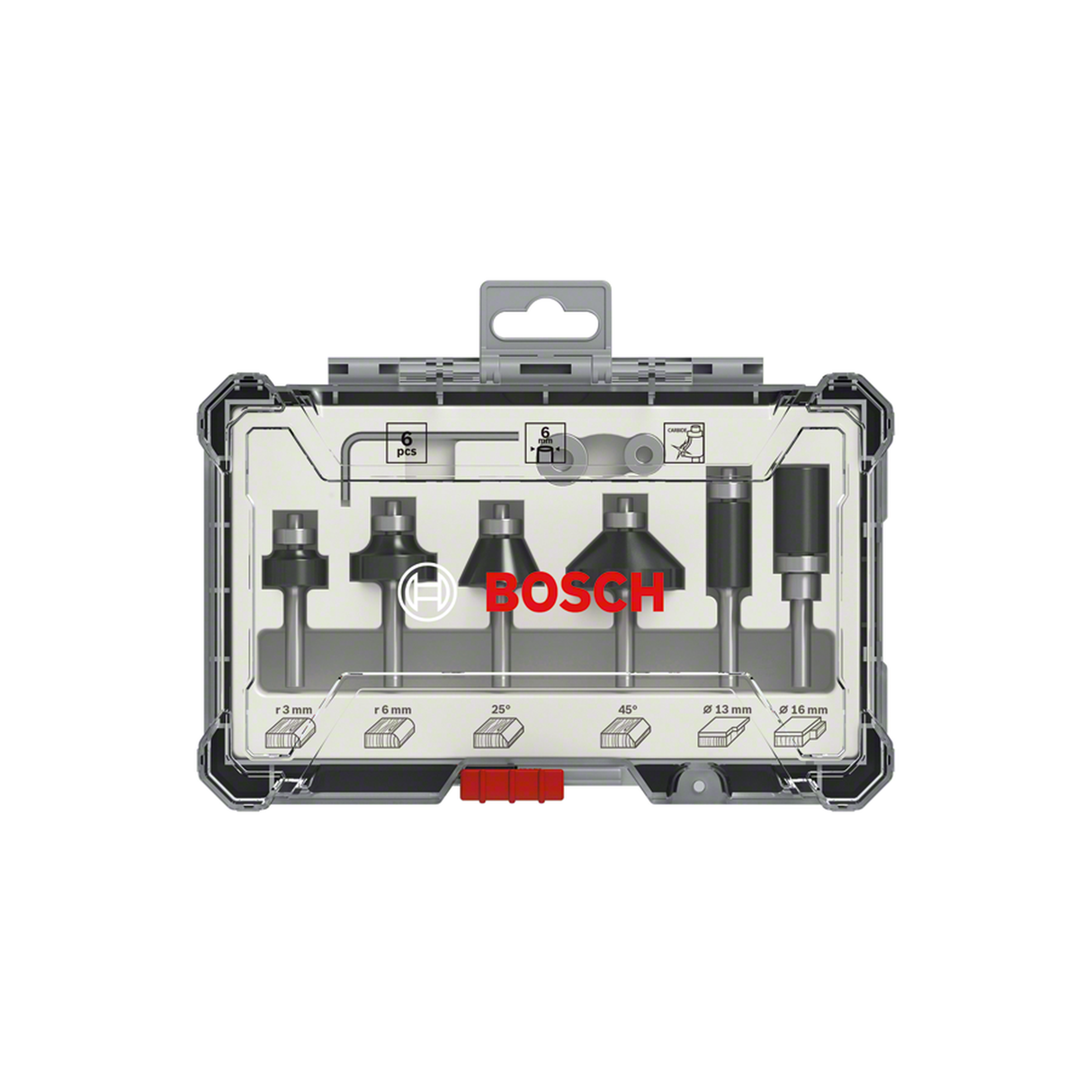 Bosch Trim&Edging Router Bit Set, 6mm shank, 6pcs (a set of router bits for trimming, edging, and decorative profiling in wood, includes various common profiles), compatible with routers.