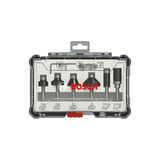 Bosch Trim&Edging Router Bit Set, 6mm shank, 6pcs (a set of router bits for trimming, edging, and decorative profiling in wood, includes various common profiles), compatible with routers.