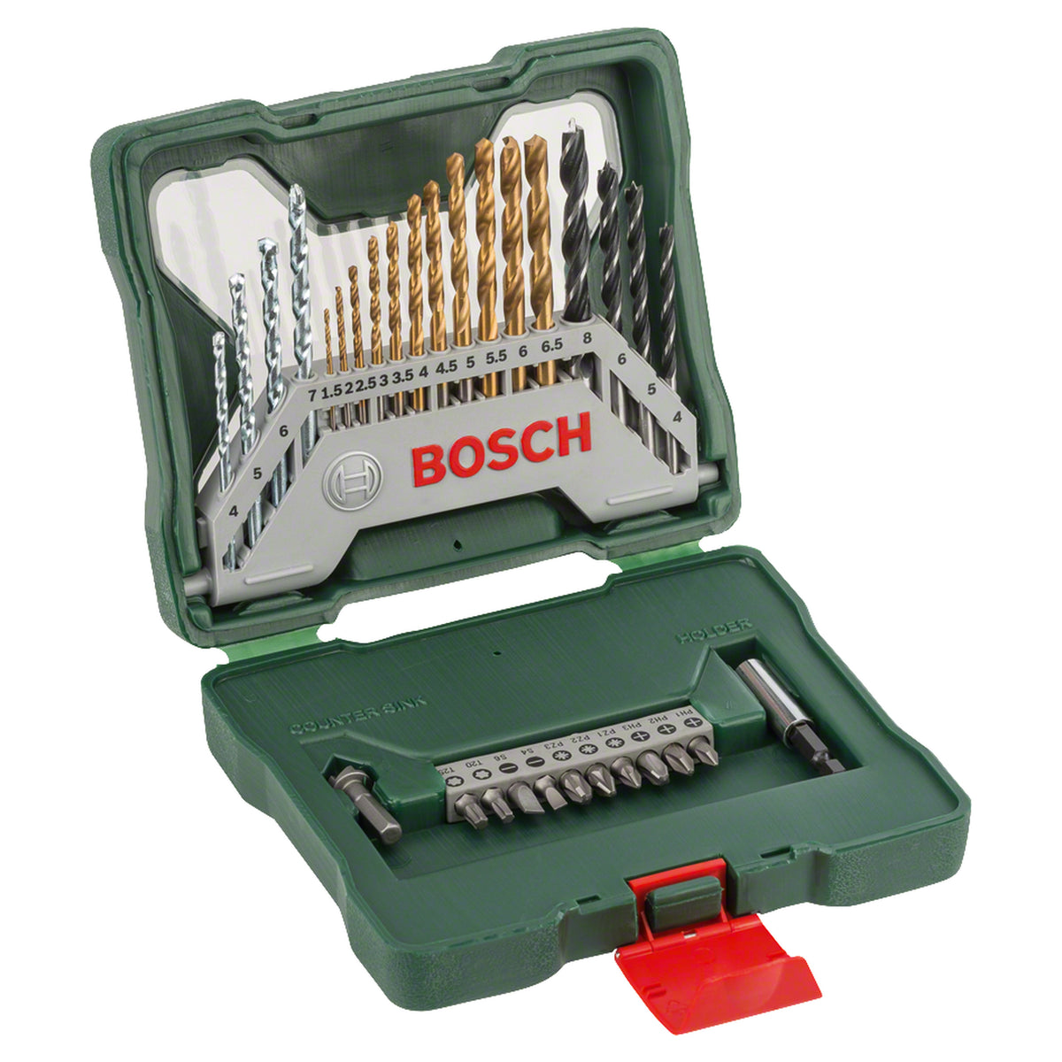 Bosch X-Line 30-Piece Accessory Set (Drilling & Screwdriving, for wood, metal, masonry, incl. storage case)