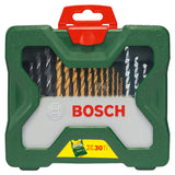Bosch X-Line 30-Piece Accessory Set (Drilling & Screwdriving, for wood, metal, masonry, incl. storage case)