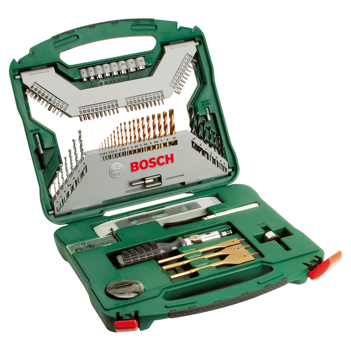 Bosch X-Line 100-Piece Drill Bit & Screwdriver Set (for wood, metal, masonry, incl. magnetic universal holder, storage case)