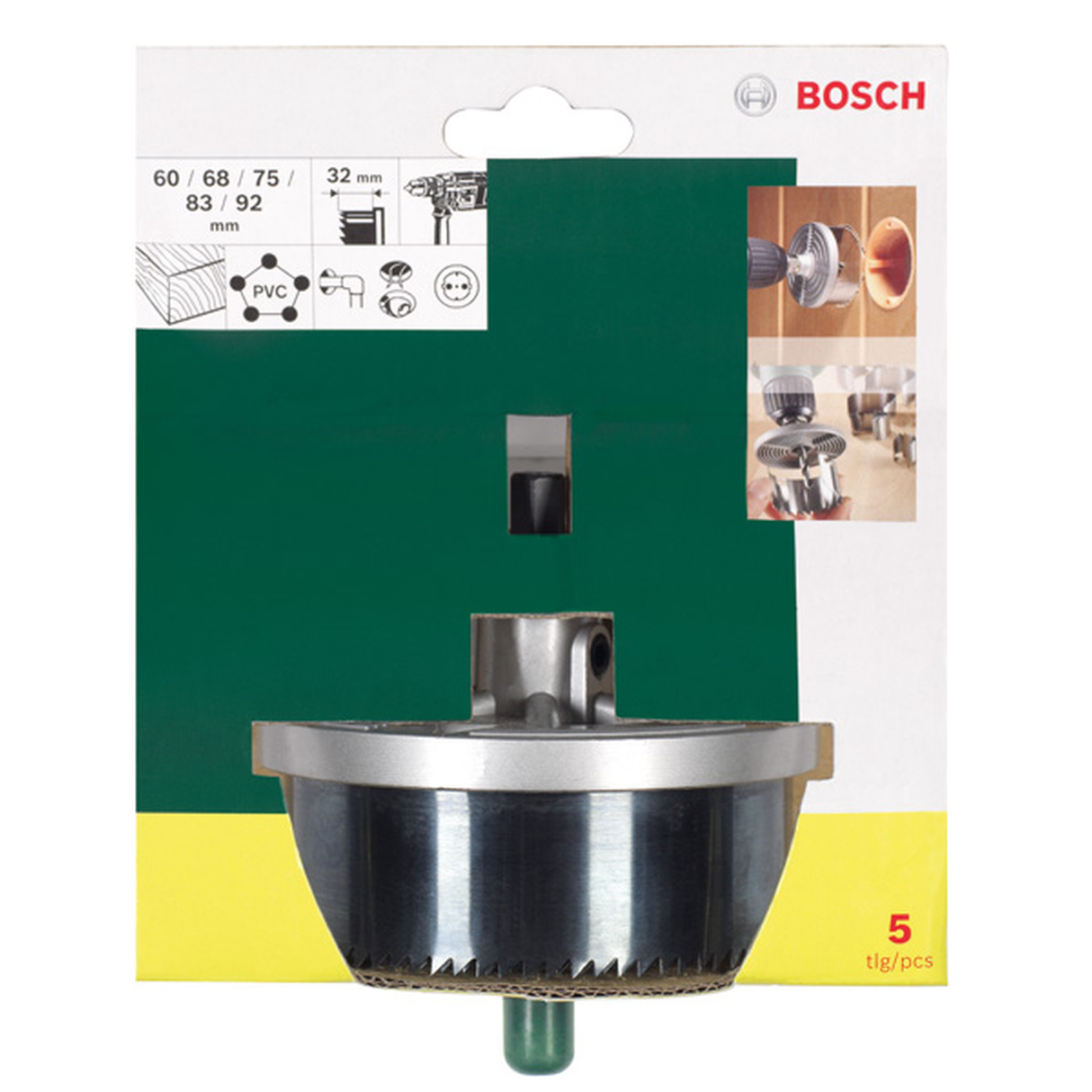 Bosch 5-Piece Hole Saw Set (60-92mm, For various materials)