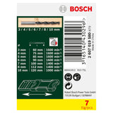 Bosch X-Line Wood Drill Bit Set 7pc (high-quality wood drill bits, precise drilling with centring tip, 3-point tip for clean holes, suitable for soft and hard wood), includes 7 drill bits (3/4/5/6/7/8/10 mm) in a robust plastic case.