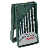 Bosch X-Line Masonry Drill Bit Set 7pcs (a versatile set of masonry drill bits for common drilling applications in brick, stone, and concrete, includes various sizes for convenience), compatible with rotary and impact drills.